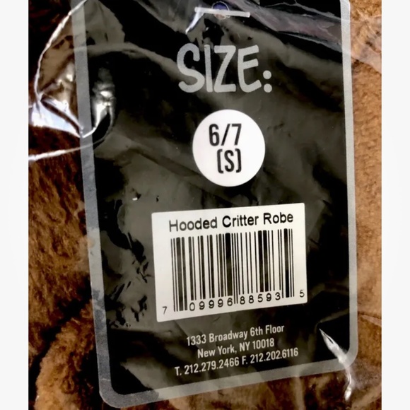 Brown Bear Plush Hooded Robe Medium (8-10) NEW - Picture 11 of 11